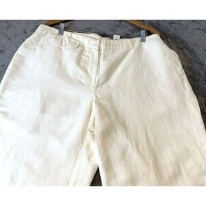 Emma James Womens Wide Leg White Linen Dress Pants Plus Size 16W Office Academia